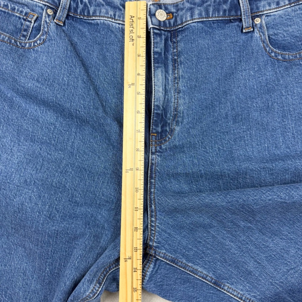 Talbots Women 22W Two Tone Blue Ombre Wide Leg Crop Jean High Waist Raw Hem NWT - Picture 12 of 13